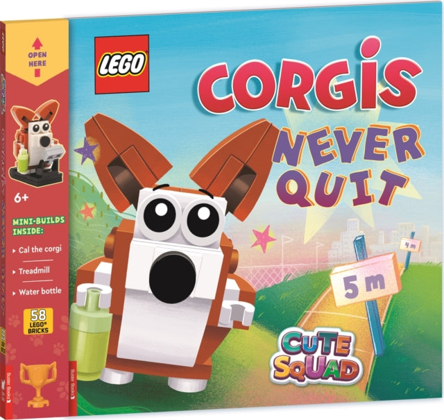 LEGO Books Cute Squad Corgis Never Quit with corgi mini build and over 55 LEGO elements by Buster Books