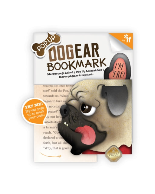 Dog Ear Pop Up Bookmarks - Doug (Pug)-5035393374020