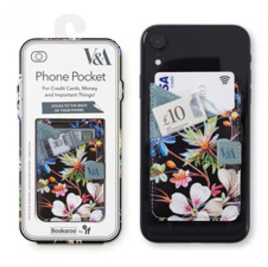 V & A Bookaroo Phone Pocket Kilburn Black Floral-5035393493028