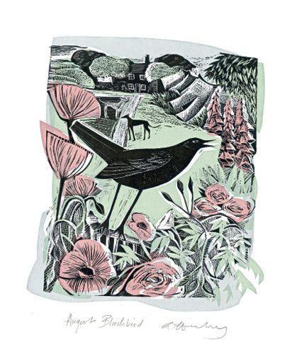 August Blackbird by Angela Harding Blank Greeting Card