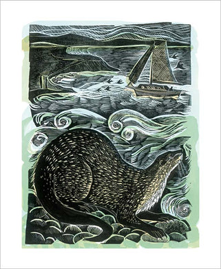 Shetland Otter and Windsong Blank Greeting Card by Anglea Harding