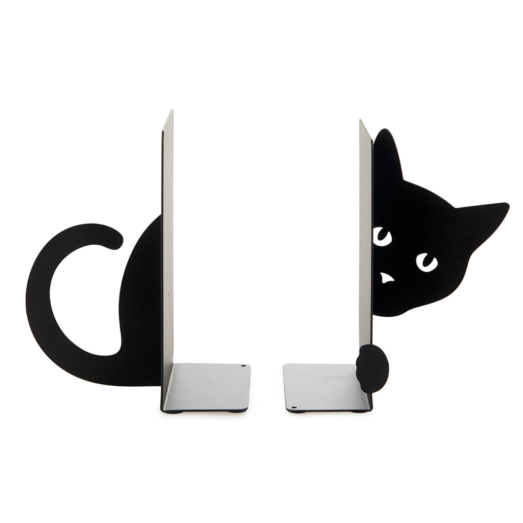 Hidden Cat Black Metal Bookends