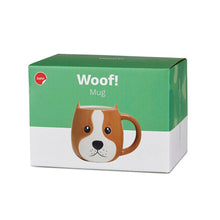 Load image into Gallery viewer, Woof! Handpainted Ceramic Brown/White Mug
