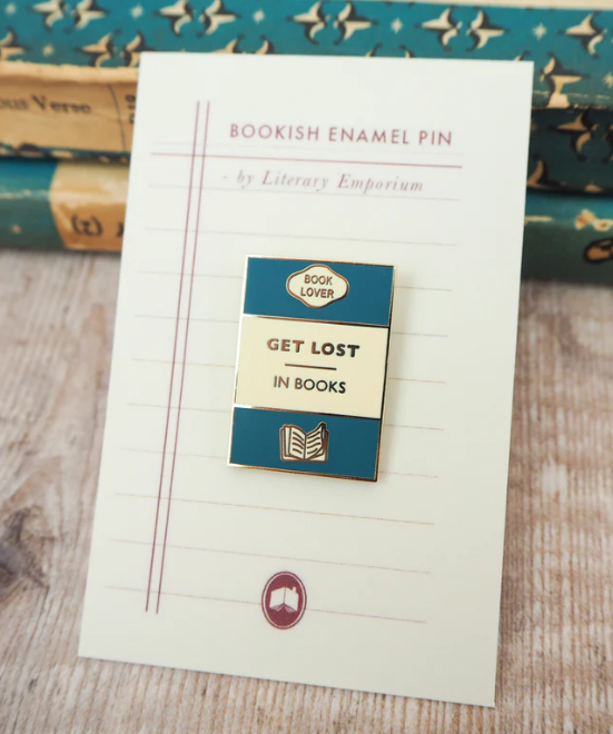 'Get Lost In Books' Enamel Pin Badge by Literary Emporium