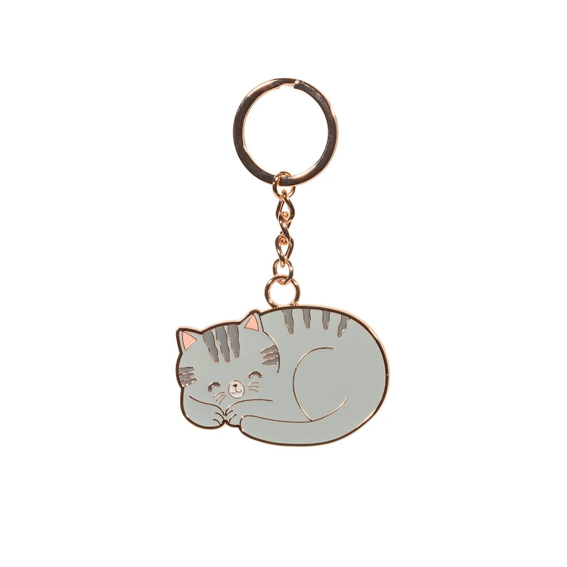 Grey Cat Enamel Keyring-5055992796771