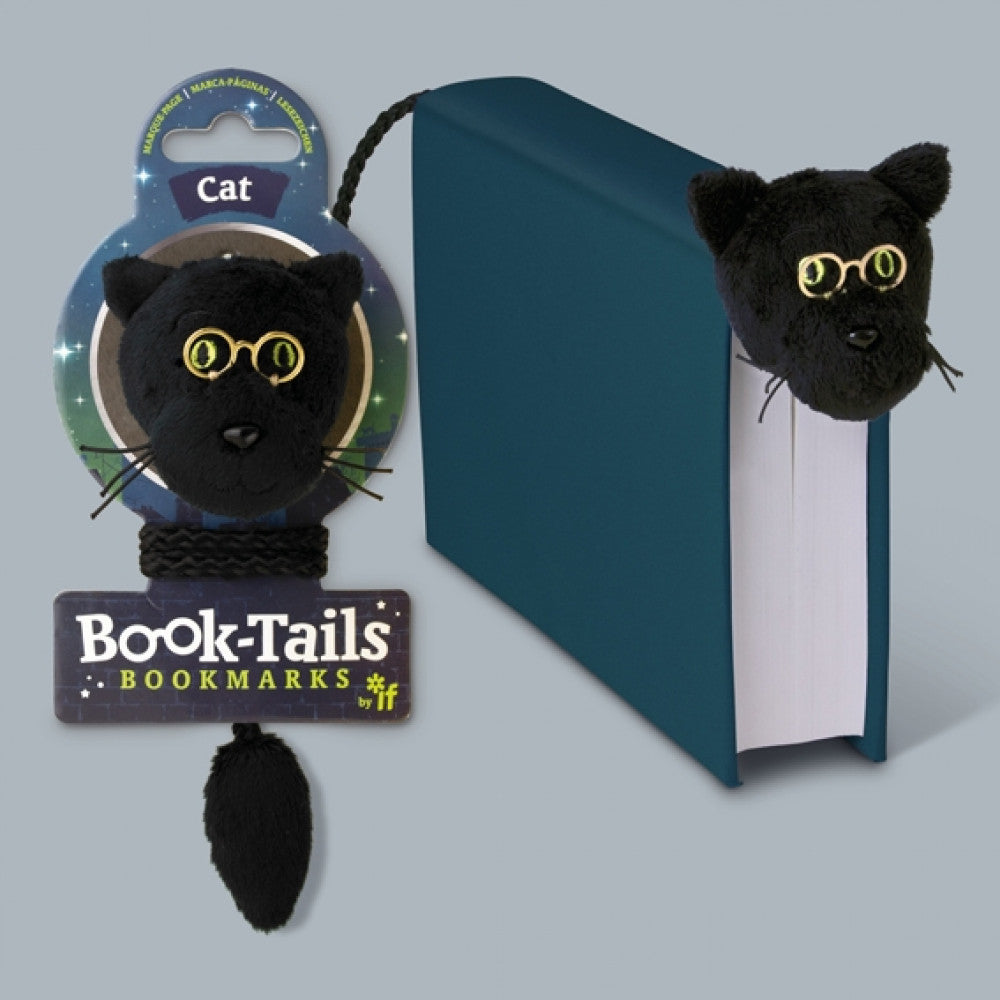 Book Tails Black Cat Plush Bookmark