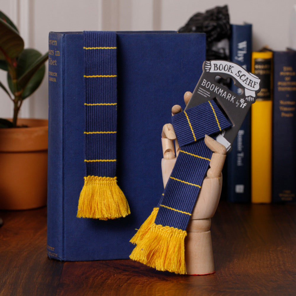 Book Scarf Bookmark -Navy and Yellow